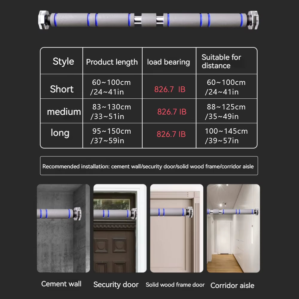 Telescopic Doorway Pull up Bar Non-Slip Chin-Up Fitness Equipment Adjustable Home Gym Strength Training Heavy Duty for Men Women